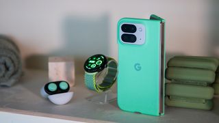 Pixel 9 Pro Fold with Pixel Watch 3 and Pixel Buds Pro 2